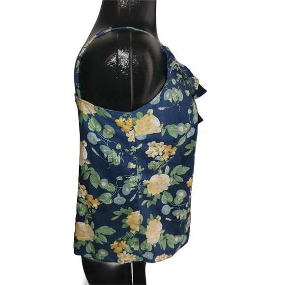 Old Navy Linen Blend Blue Floral Print Ruffled Cami Top M - Picture 4 of 7